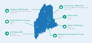Map of renewable energy projects Maine Green Power supports
